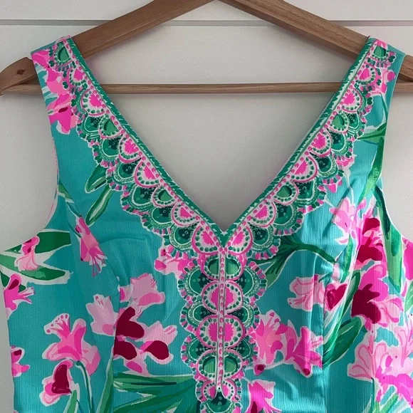 EUC Lilly Pulitzer Veya Stretch Shit Dress Aqua Al Fresco - Picture 2 of 3